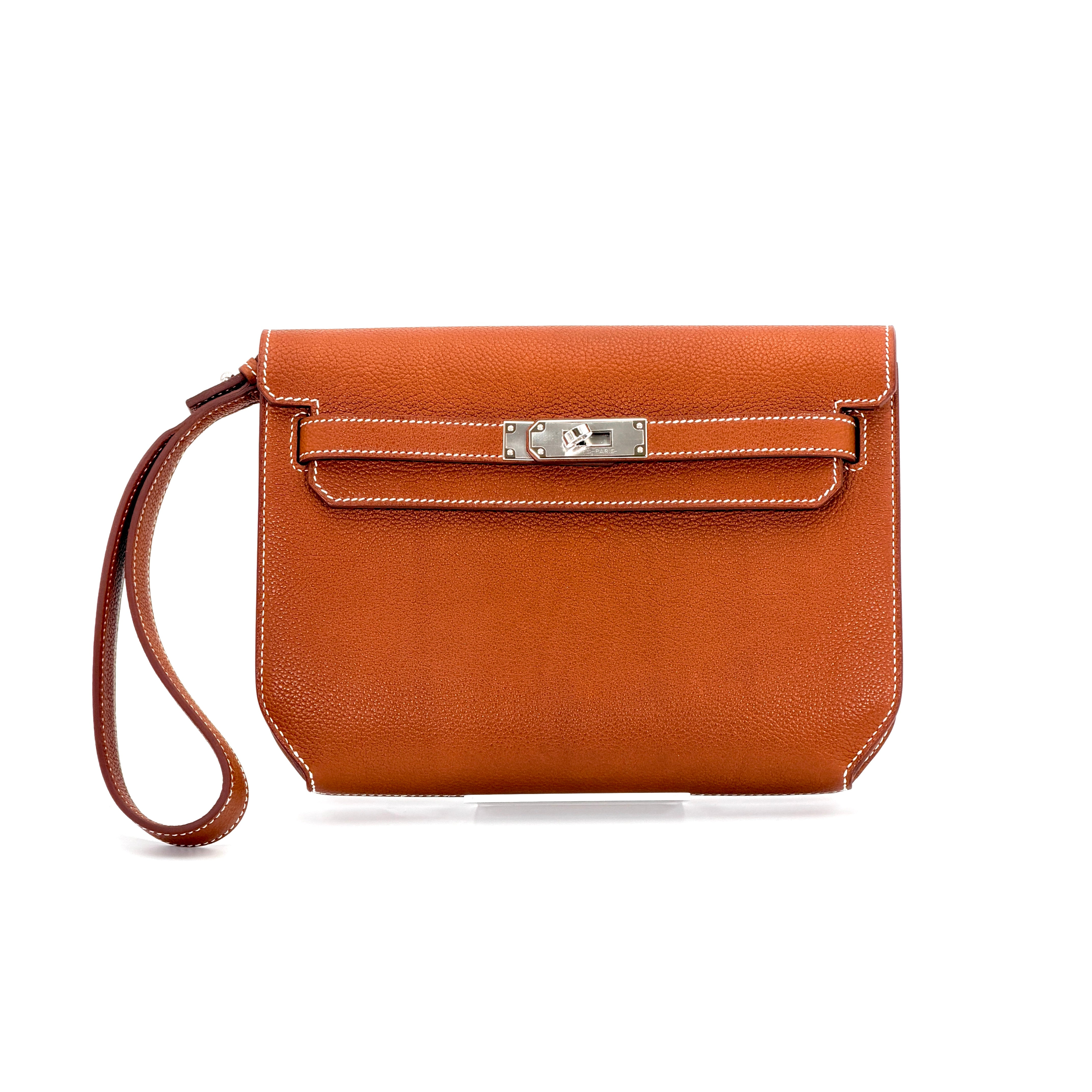 Hermès Kelly Depeches 25 Pouch Barenia Fauve PHW