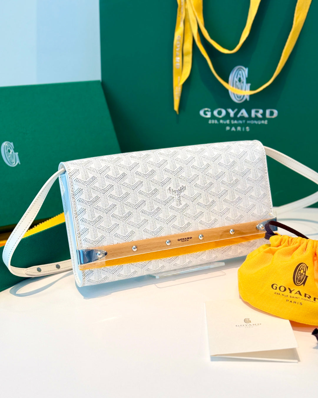 Goyard Monte Carlo PM Clutch - White