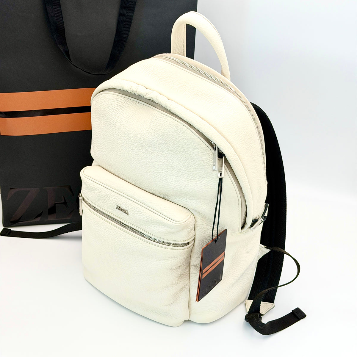 ZEGNA Deerskin Hoodie Backpack – Off White – Made in Italy