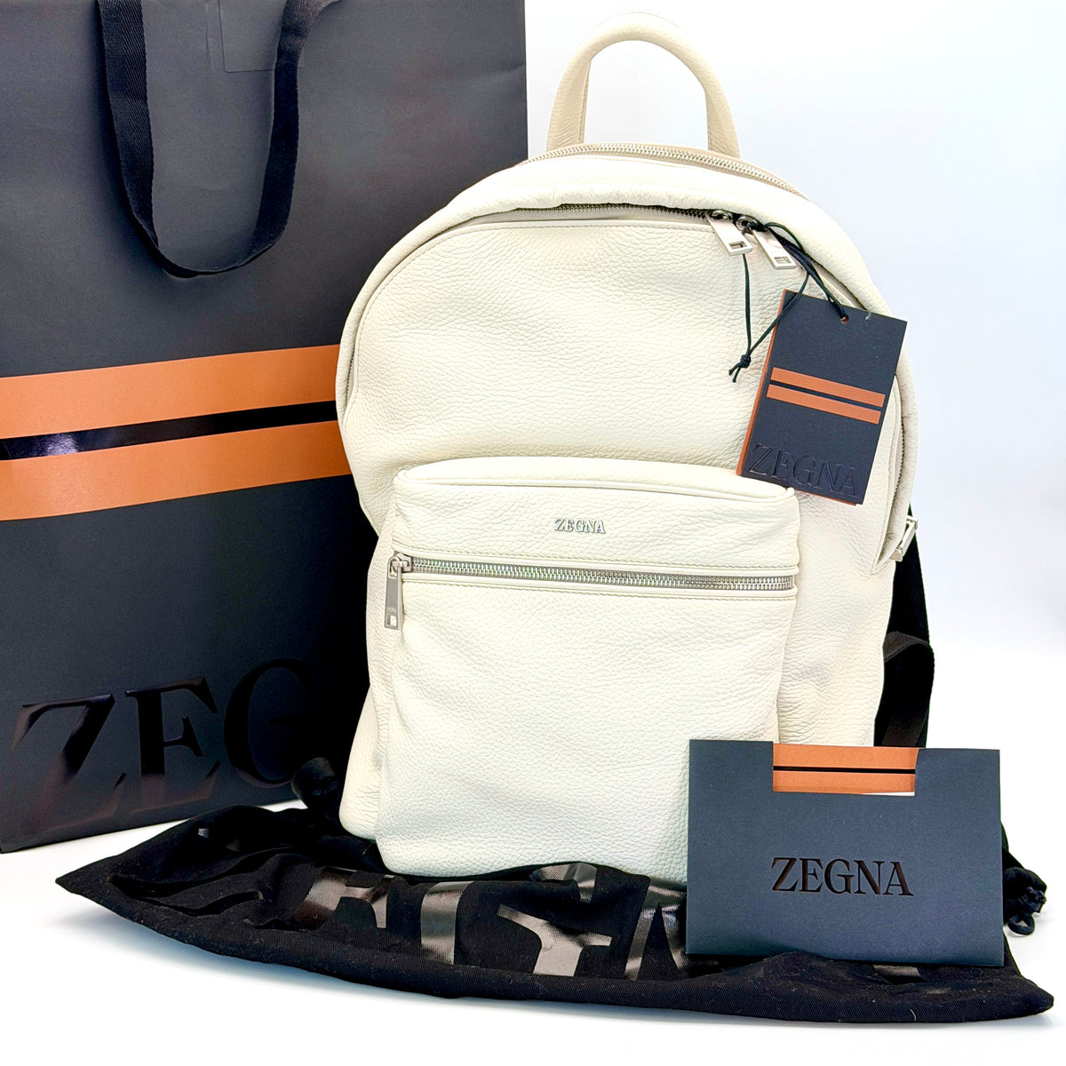 ZEGNA Deerskin Hoodie Backpack – Off White – Made in Italy