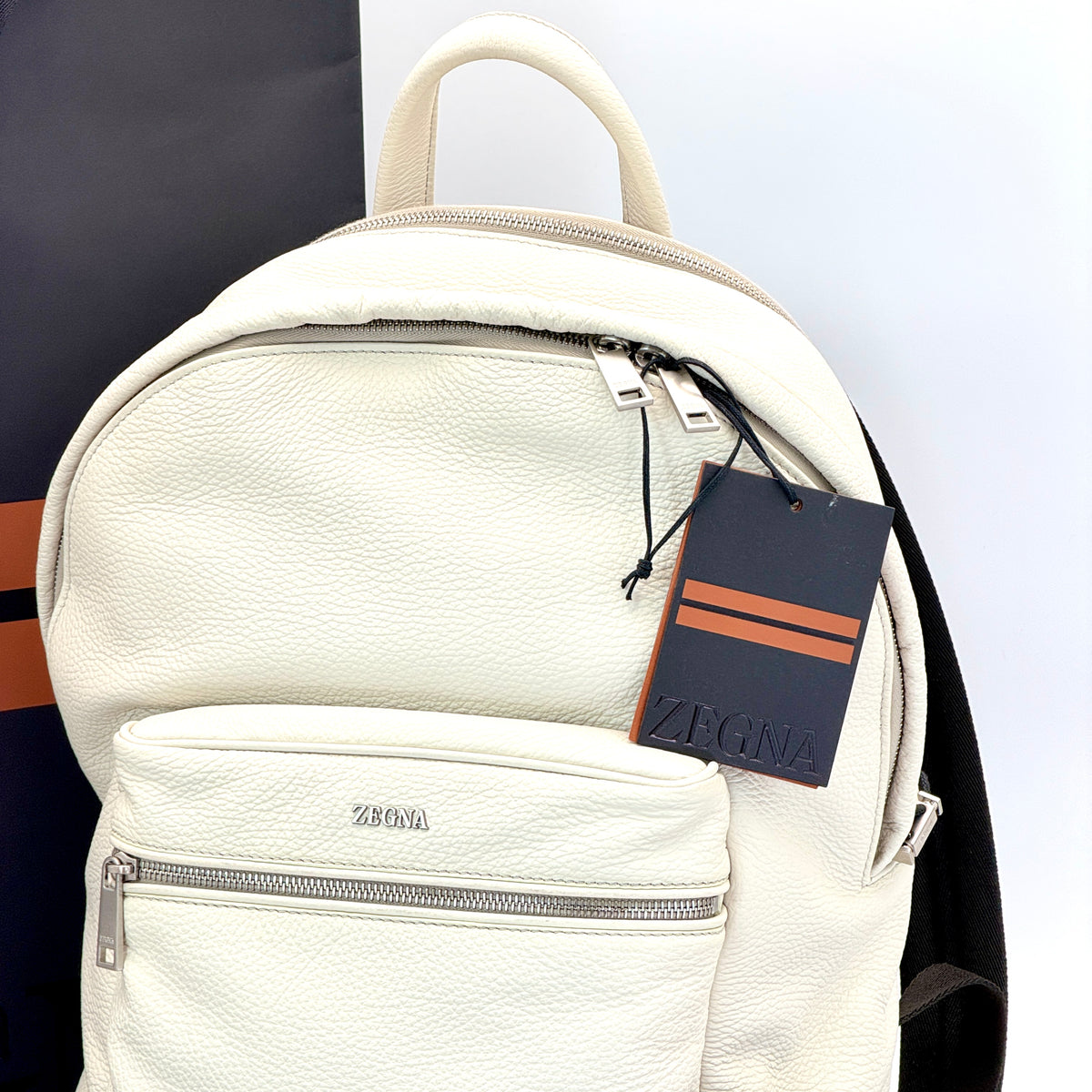ZEGNA Deerskin Hoodie Backpack – Off White – Made in Italy