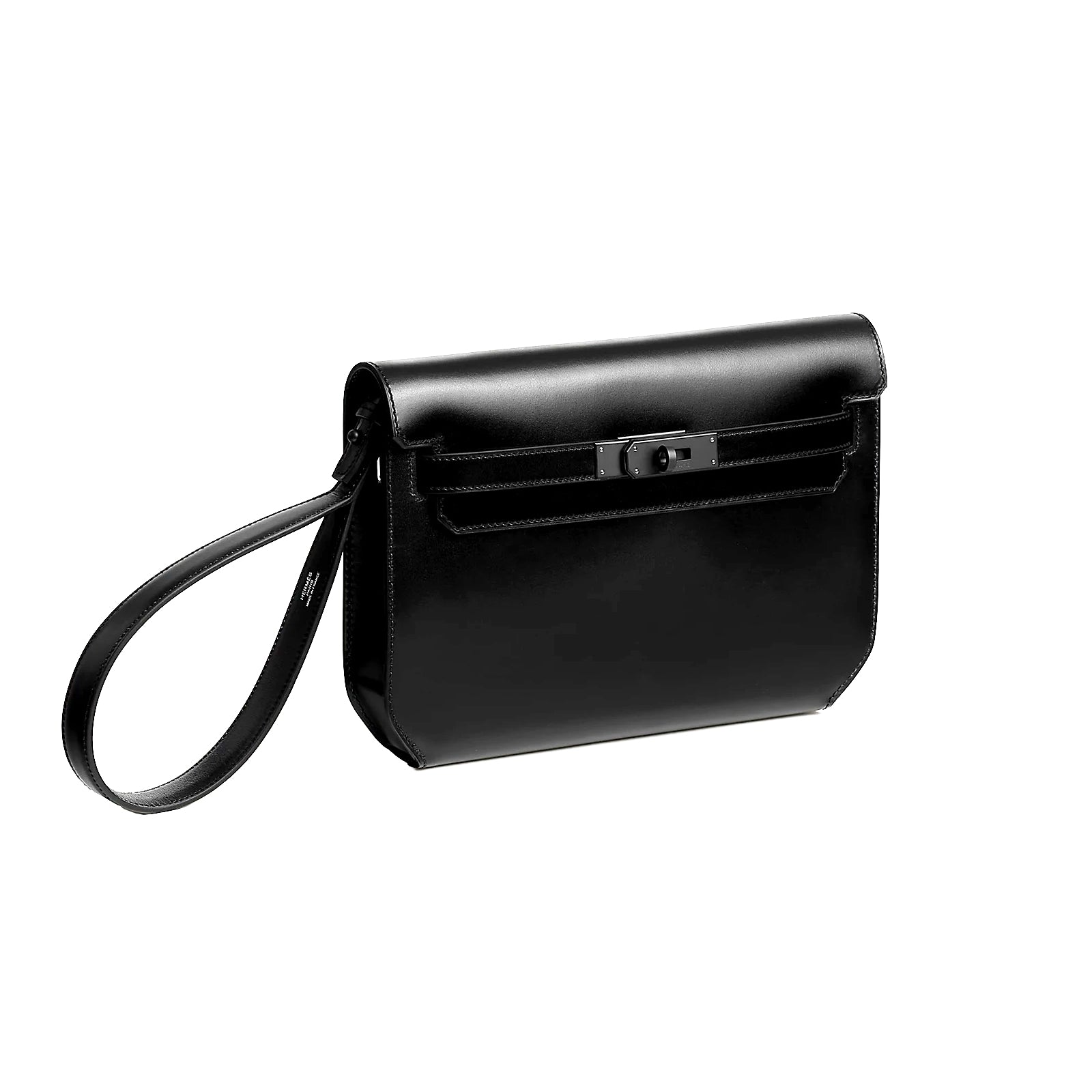Hermès Kelly Depeches 25 Pouch Black Box Calfskin Black Monochrome PVD (Limited Edition)