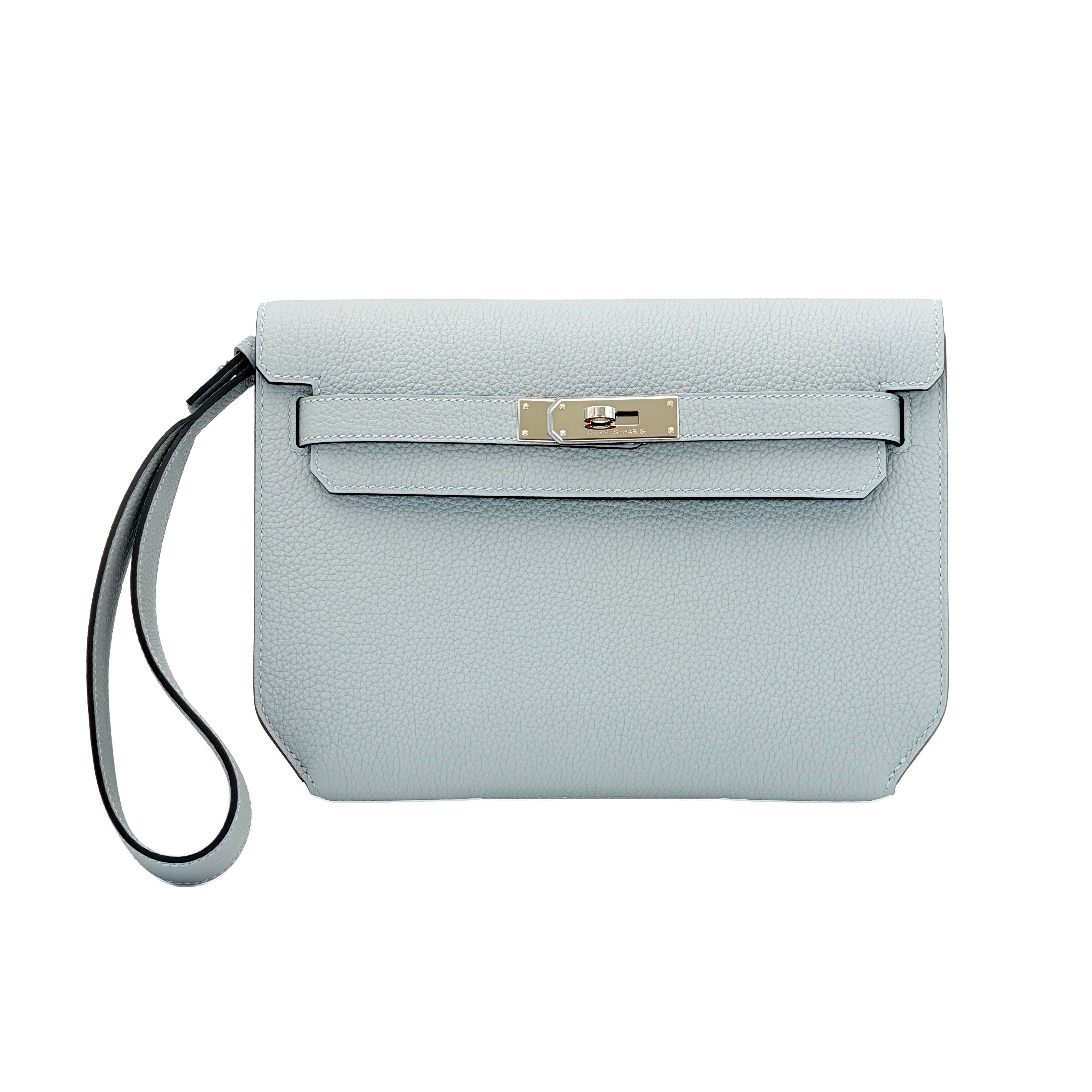 Hermès Kelly Depeches 25 Pouch Togo Bleu Glaciere PHW