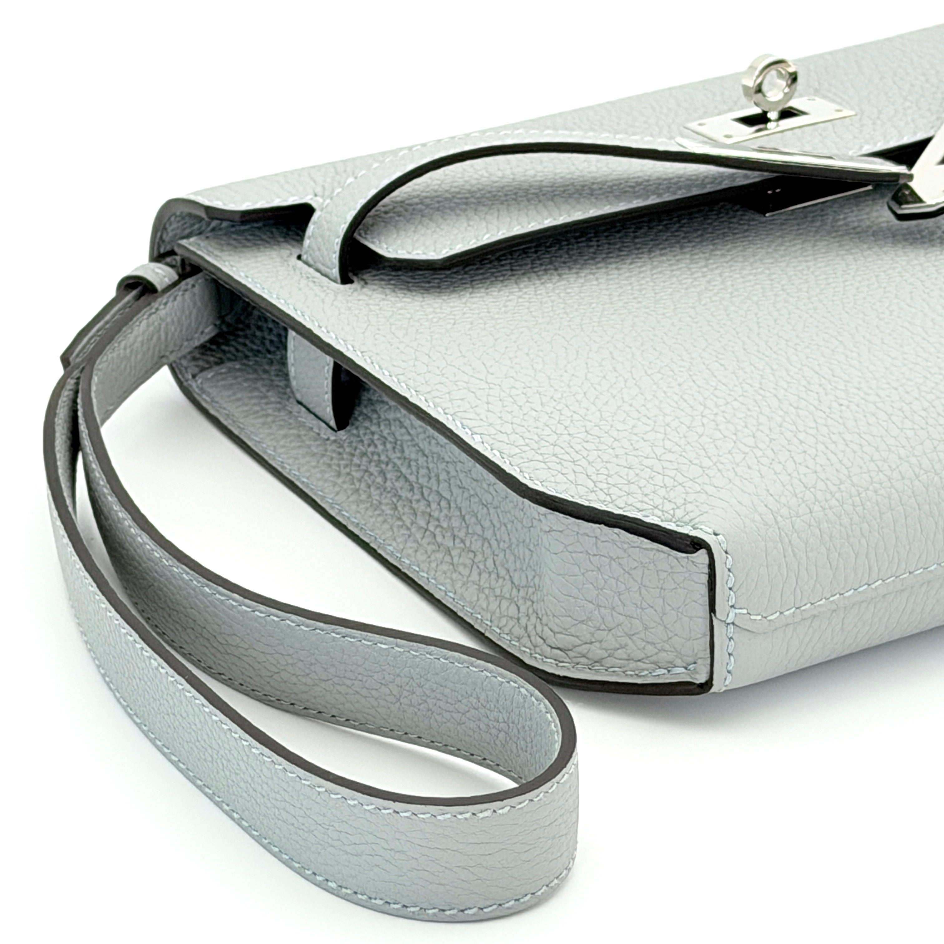 Hermès Kelly Depeches 25 Pouch Togo Bleu Glaciere PHW