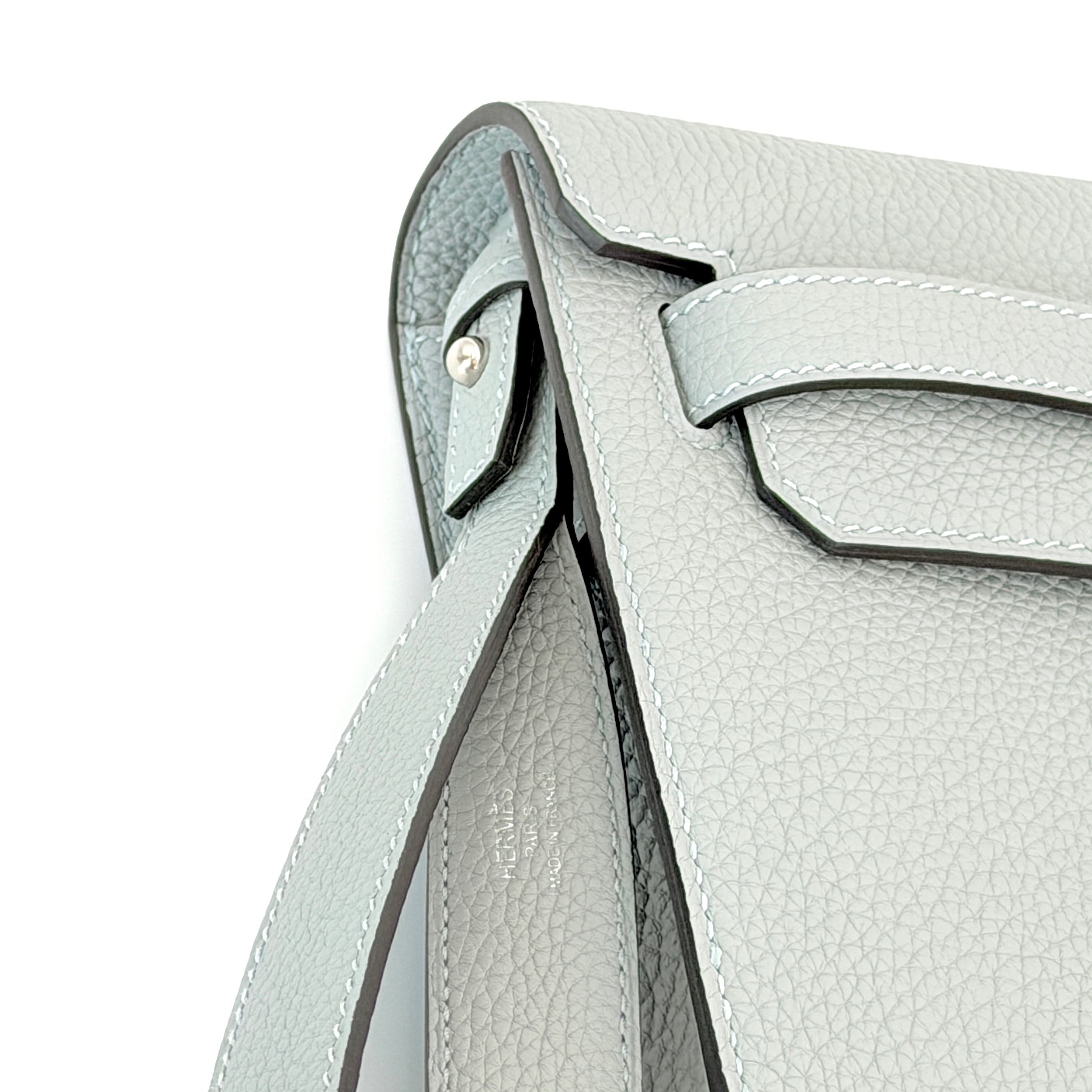 Hermès Kelly Depeches 25 Pouch Togo Bleu Glaciere PHW