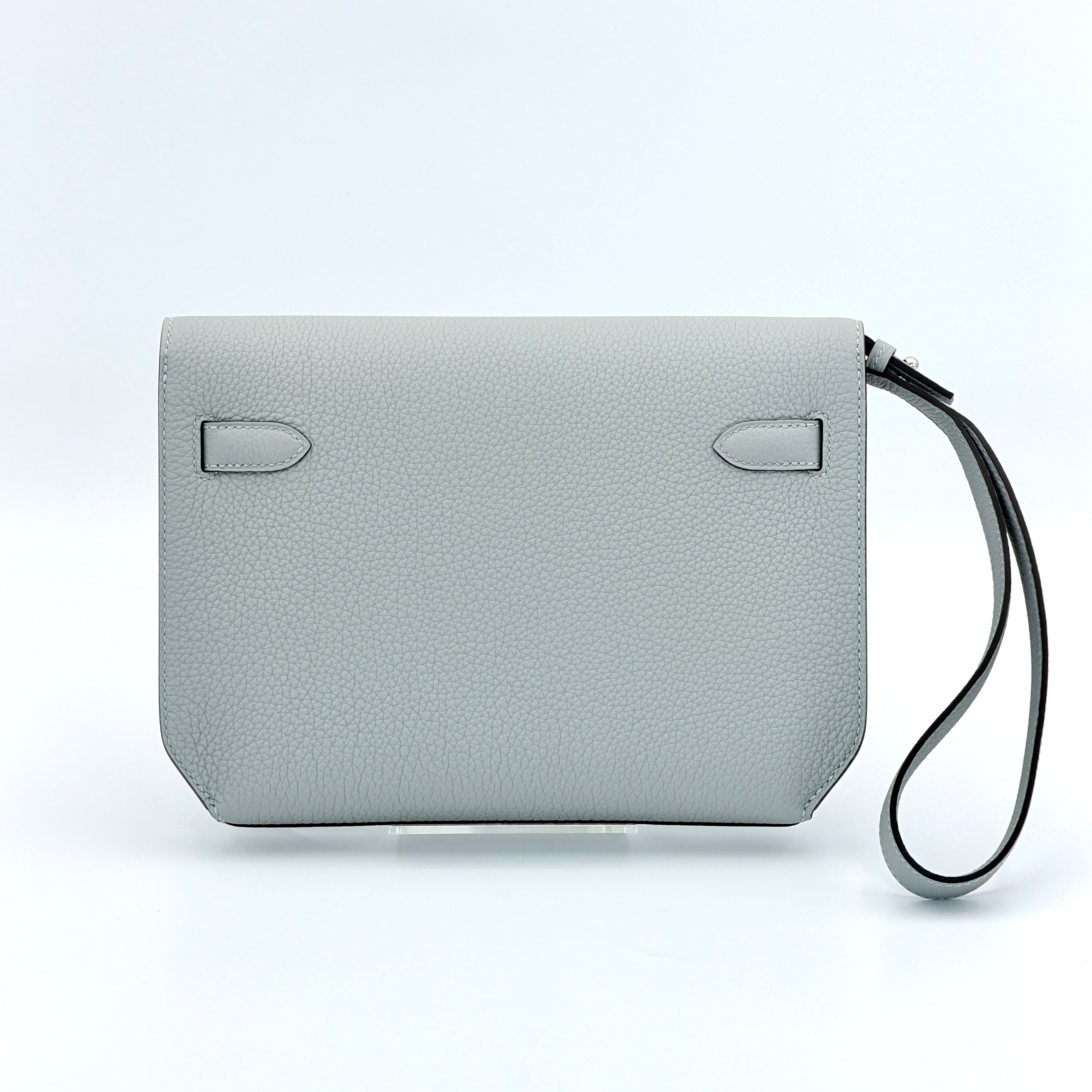 Hermès Kelly Depeches 25 Pouch Togo Bleu Glaciere PHW