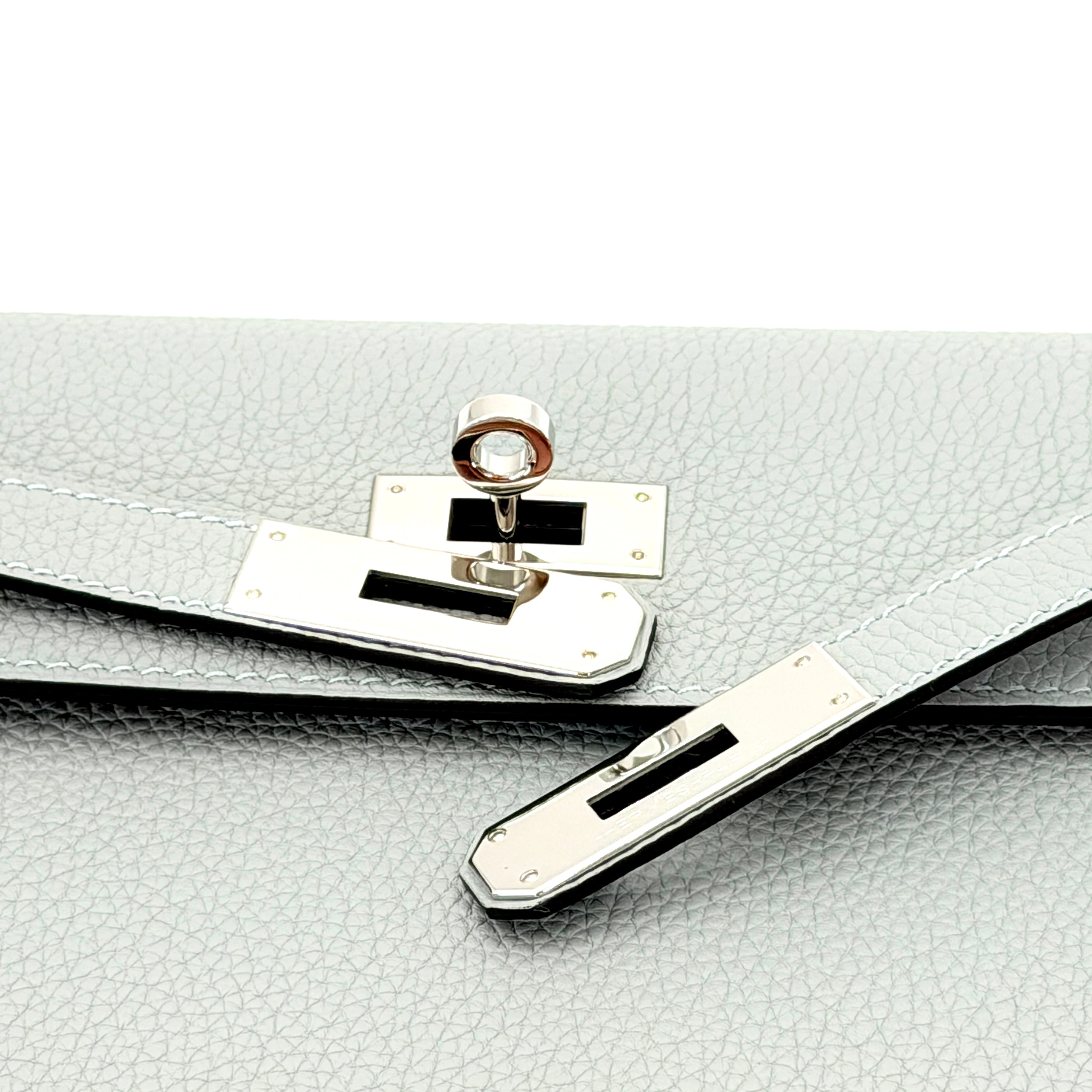 Hermès Kelly Depeches 25 Pouch Togo Bleu Glaciere PHW